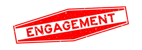 Grunge red engagement word hexagon rubber seal stamp on white background