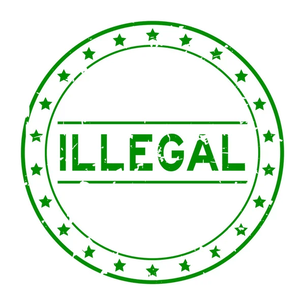 白地に緑の違法単語丸ゴムシールスタンプ — ストックベクタ