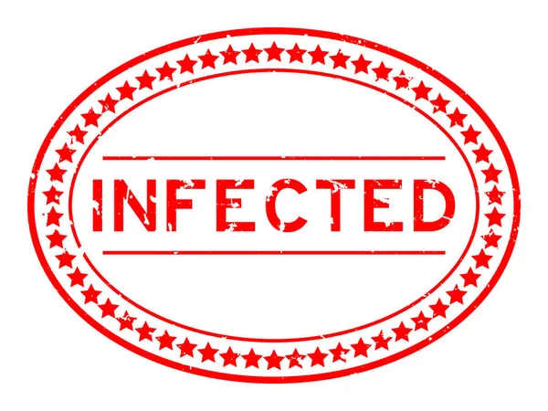 Grunge Kata Terinfeksi Merah Cap Segel Karet Oval Pada Latar - Stok Vektor