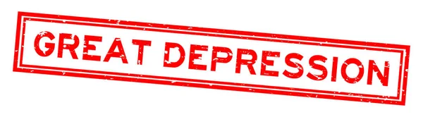 Grunge Κόκκινο Μεγάλη Κατάθλιψη Λέξη Τετράγωνο Καουτσούκ Σφραγίδα Σφραγίδα Λευκό — Διανυσματικό Αρχείο