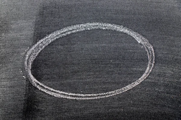 White Color Chalk Hand Drawing Circle Oval Shape Black Board — Stock Photo, Image