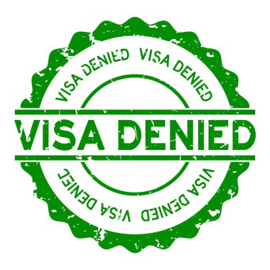 Grunge yeşil vizesi beyaz arka planda lastik mühür sözcüğünü reddetti