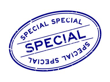 Grunge mavi özel kelime oval lastik mühür beyaz arka planda