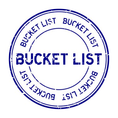 Grunge mavi kova listesi kelime yuvarlak lastik mühür iş damgası beyaz arka planda