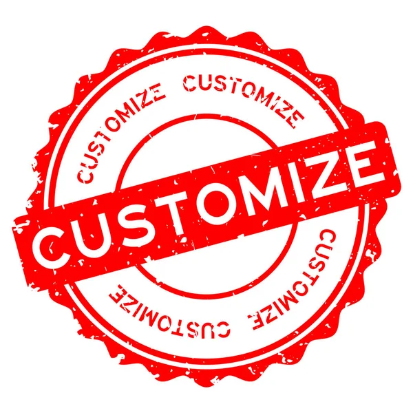 Grunge kırmızısı beyaz arkaplanda kelime yuvarlak lastik mühür damgasını özelleştir