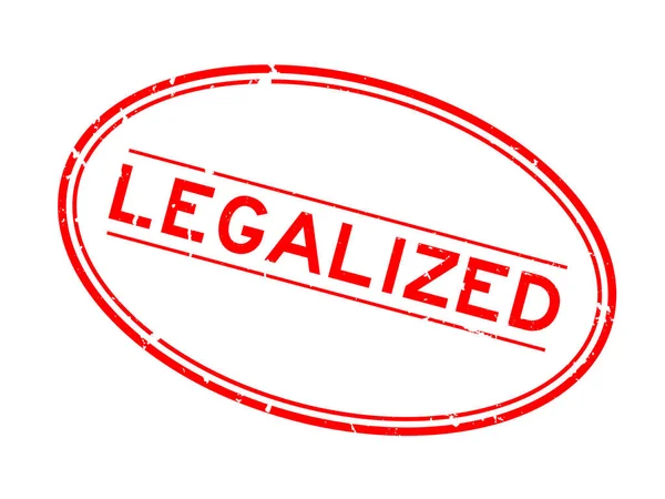 Grunge Rot Legalisiert Wort Ovale Gummisiegel Stempel Auf Weißem Hintergrund — Stockvektor