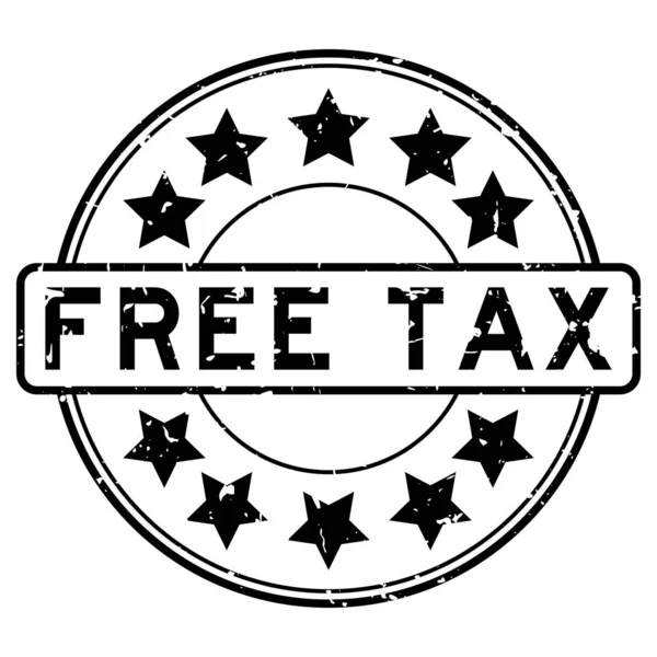 Grunge Black Free Tax Word Mit Sternsymbol Runde Gummidichtung Stempel — Stockvektor