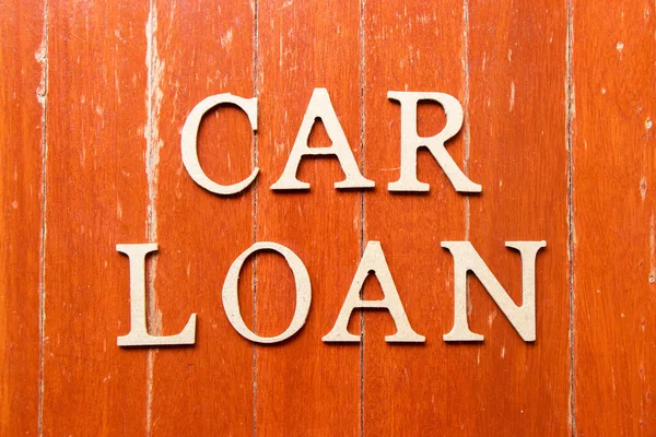 Alphabet Letter Word Car Loan Old Red Color Wood Plate — Stock Photo, Image