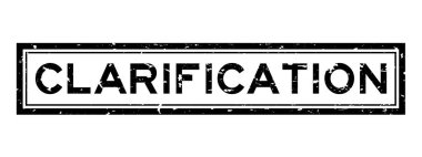 Grunge siyah açıklama kelime kare kauçuk mühür beyaz arka planda