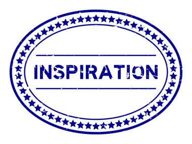 Grunge blue ilham sözcüğü oval lastik mühür beyaz arka planda