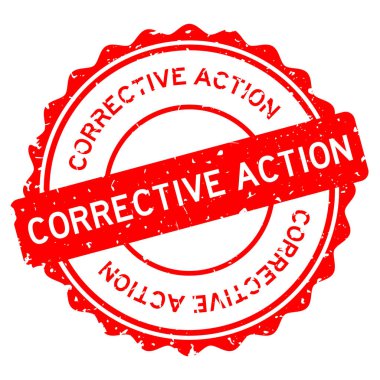 Grunge kırmızı düzeltme kelime yuvarlak lastik mühür beyaz arka planda