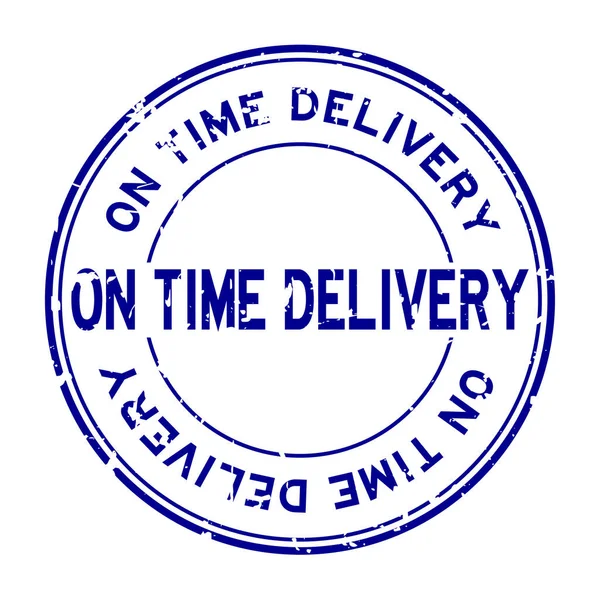 Grunge Blue Time Delivery Word Rubber Seal Stamp Auf Weißem — Stockvektor