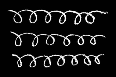 Siyah arkaplan üzerinde grunge beyaz tebeşir deseni spriyal çizgi fırçası (vektör)