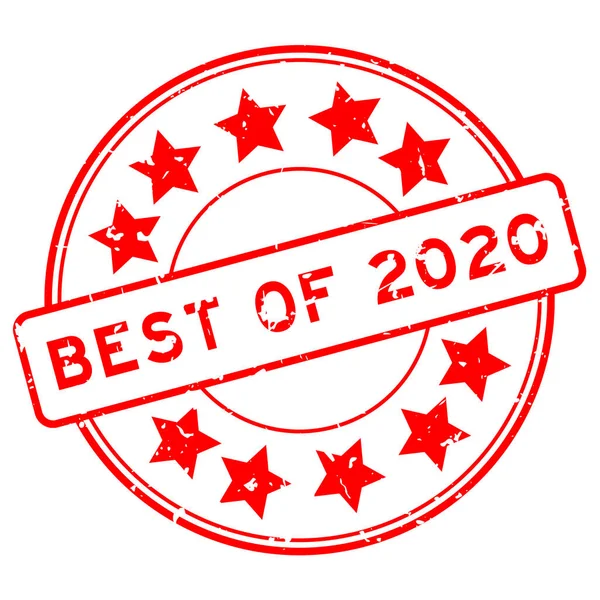 Grunge Κόκκινο Καλύτερο Της Λέξης 2020 Αστέρι Εικονίδιο Στρογγυλό Καουτσούκ — Διανυσματικό Αρχείο