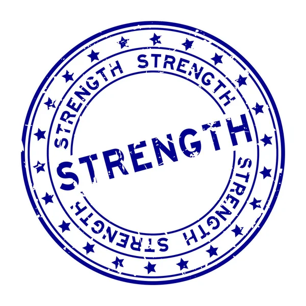 Grunge mavi kelime yuvarlak lastik mühür beyaz arka planda