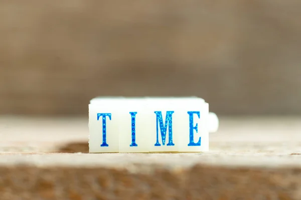 Letter Block Blue Color Word Time Wood Background — Stock Photo, Image