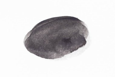 Yuvarlak fırça olarak siyah renkli suluboya el çizimi veya beyaz kağıt arka planda pankart 