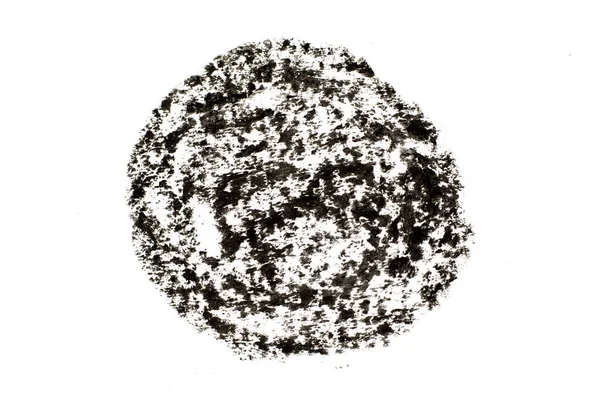 Черный Цвет Маслом Пастельного Рисунка Кругу Круглой Форме Белом Фоне — стоковое фото