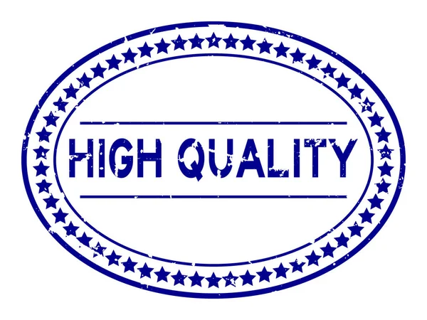Grunge Bleu Mot Haute Qualité Timbre Joint Caoutchouc Ovale Sur — Image vectorielle