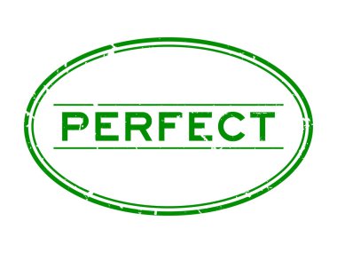 Grunge yeşil mükemmel kelime oval lastik mühür beyaz arka planda