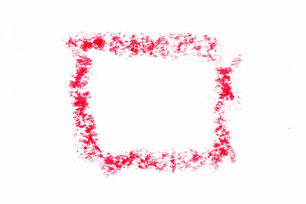 Red Color Oil Pastel Drawing Rectangle Square Shape White Paper — Stock Photo, Image