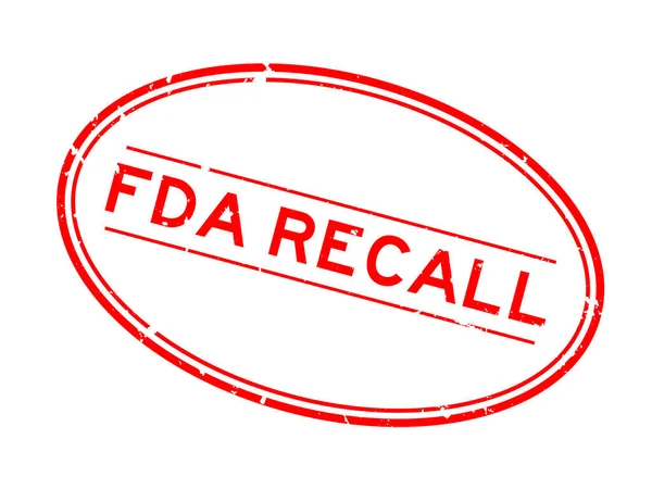 Grunge Red Fda Recall Word Oval Rubber Seal Stamp White — Stock Vector