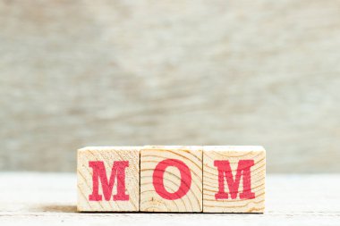 Alfabe harf bloğu tahtadan arka planda anne.