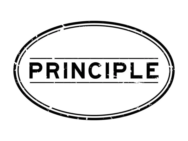 Grunge Black Principle Word Oval Rubber Seal Stamp White Background — Stock Vector