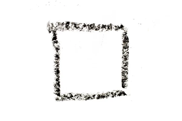 Черный Цвет Пастельного Рисунка Квадратной Прямоугольной Форме Белом Бумажном Фоне — стоковое фото