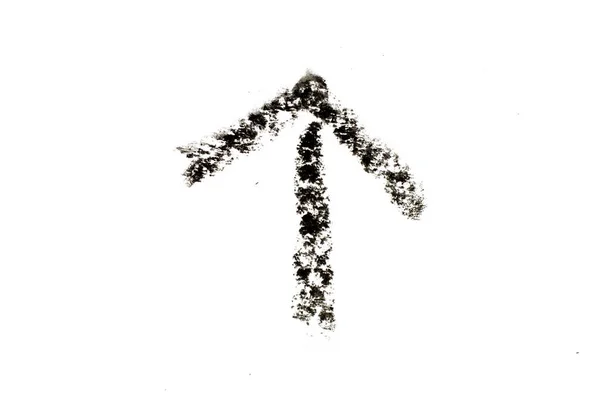 Черный Цвет Маслом Пастель Рисунок Форме Стрелки Белом Фоне Бумаги — стоковое фото