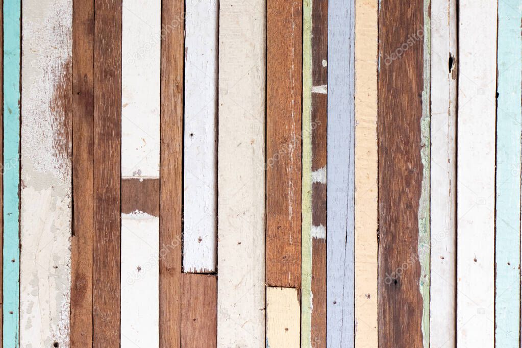 Multi color grunge old wood plate textured background for decoration
