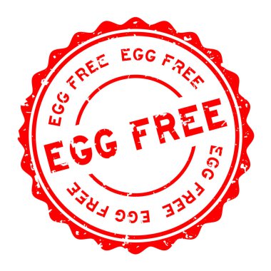 Grunge kırmızı yumurtası beyaz arka planda lastik mühür yuvarlak kelime