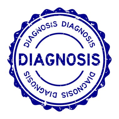 Grunge mavi tanı sözcüğü beyaz arka planda lastik mühür damgası