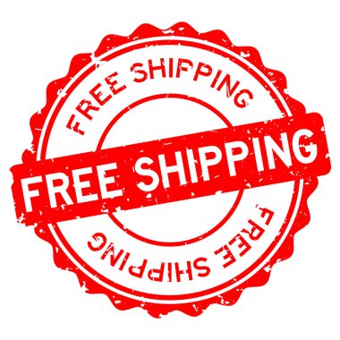 Grunge kırmızı ücretsiz nakliye kelimesi beyaz arka planda lastik mühür damgası