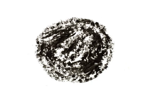 Черный Цвет Маслом Пастельного Рисунка Кругу Круглой Форме Белом Фоне — стоковое фото