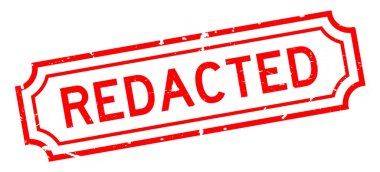 Grunge kırmızı kelime redakte beyaz arka planda lastik mühür