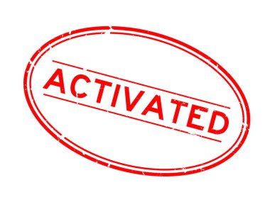 Grunge kırmızı kelime oval lastik mühür beyaz arka planda