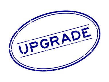 Grunge mavi kelime oval lastik mühür beyaz arka planda