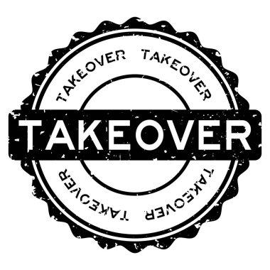 Grunge siyah devralma sözcüğü beyaz arka planda lastik mühür damgası