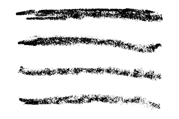 Set Grunge Pinsel Mit Schwarzer Kreide Auf Weißem Hintergrund — Stockvektor