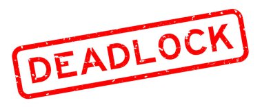 Grunge kırmızı çıkmazlı kelime kare beyaz arka planda kauçuk mühür