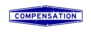 Grunge mavi telafi kelimesi beyaz arka planda altıgen lastik mühür damgası