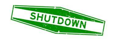 Grunge yeşil kapatma sözcüğü altıgen lastik mühür beyaz arka planda