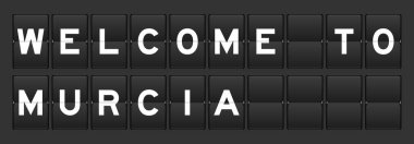 Kelime ile siyah renk analog ters tahtası gri arka planda Murcia hoş geldiniz