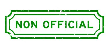 Grunge yeşil, resmi olmayan kelime. Beyaz arka planda lastik mühür damgası.