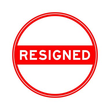 Beyaz arkaplanda kırmızı renkli mühür etiketi istifa etti