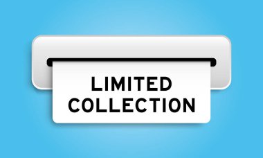 Mavi arkaplandaki makineden sınırlı sözcük koleksiyonu içeren beyaz kupon pankartı