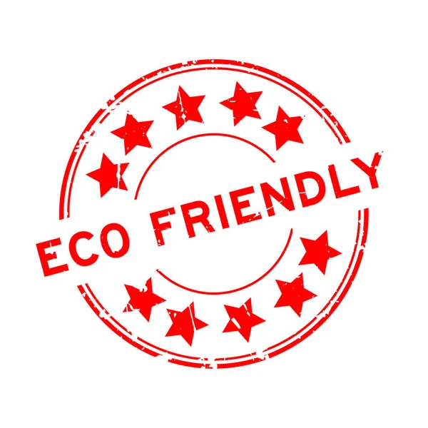 Grunge kırmızı çevre dostu kelime yuvarlak lastik mühür beyaz arka groun üzerinde