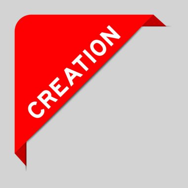 Gri arkaplanda kelime oluşturma ile köşe etiketi afişinin kırmızı rengi