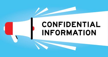 Mavi arkaplanda beyaz pankartta gizli bilgi içeren renk megafonu simgesi